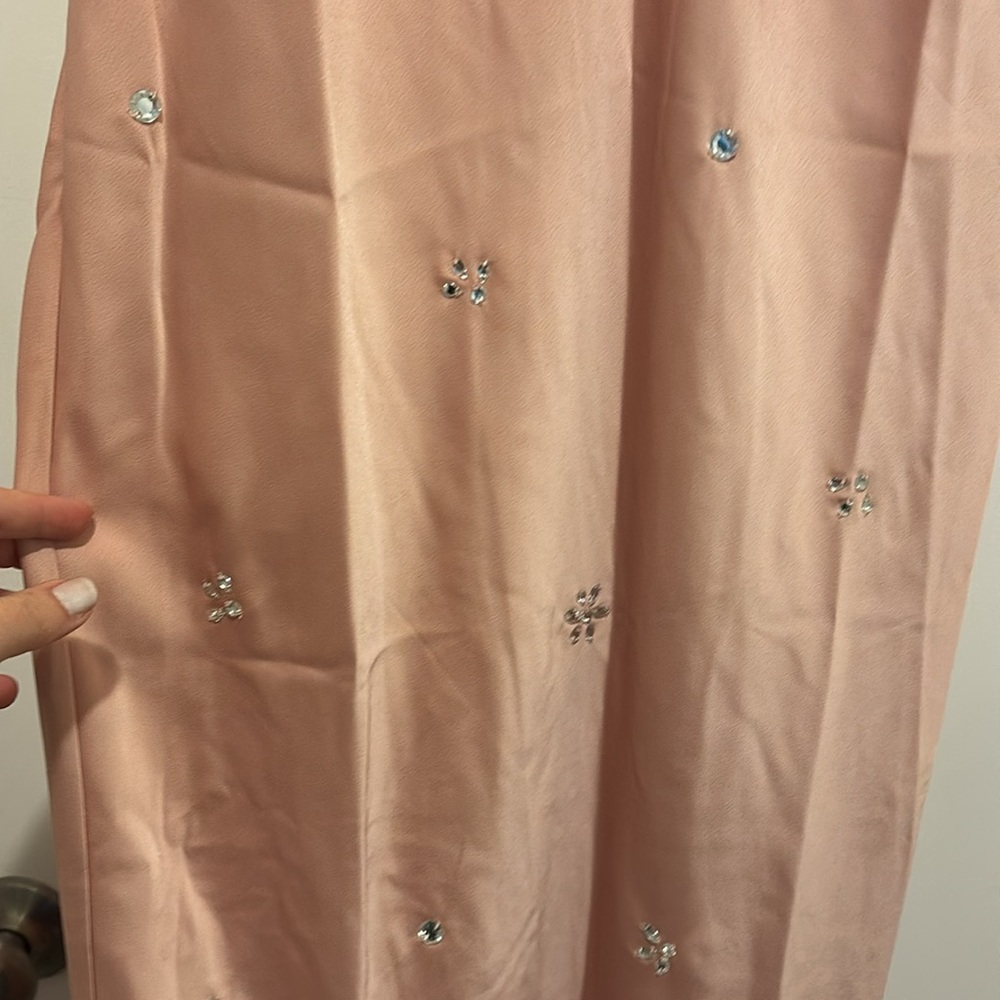 NWT A New Day Pink Satin Bejeweled Slip Spaghetti Strap Dress - Picture 4 of 8